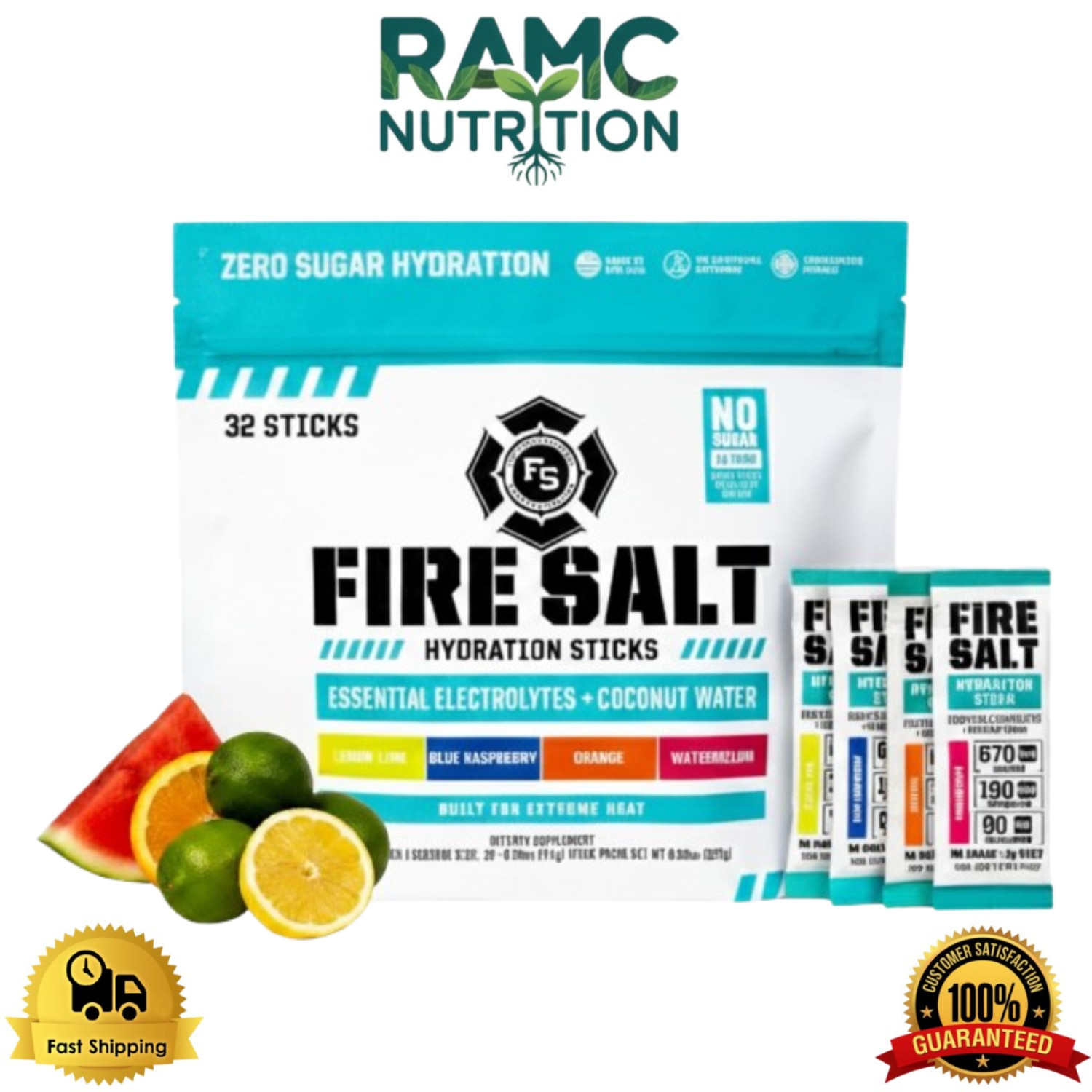 Fire Science Fire Salt Hydration Sticks, Electrolytes, Variety Pack, 32 Count