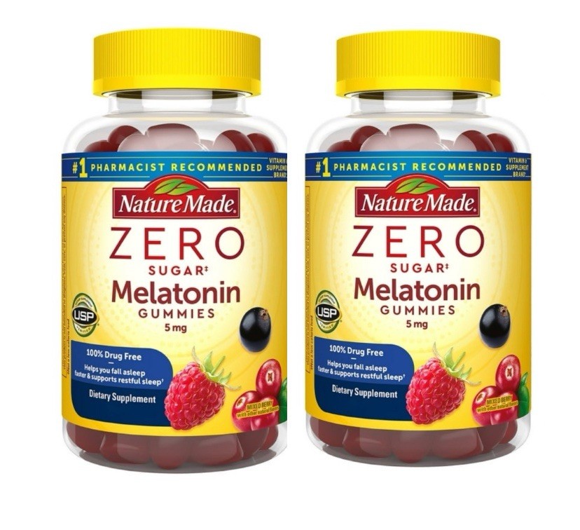2 Nature Made Zero Melatonin 5 mg Gummies 70 Count Exp 10/2027