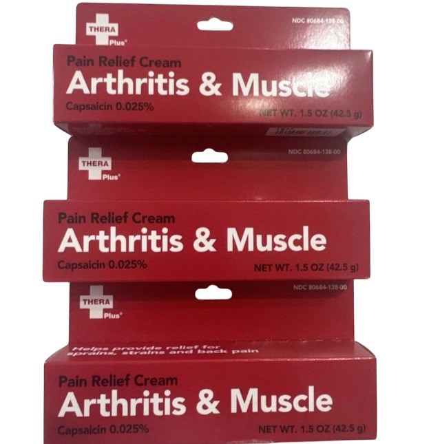 SET OF 3 Thera Plus Extra Strength Arthritis Muscle Pain Relief Cream 1.5oz 2027