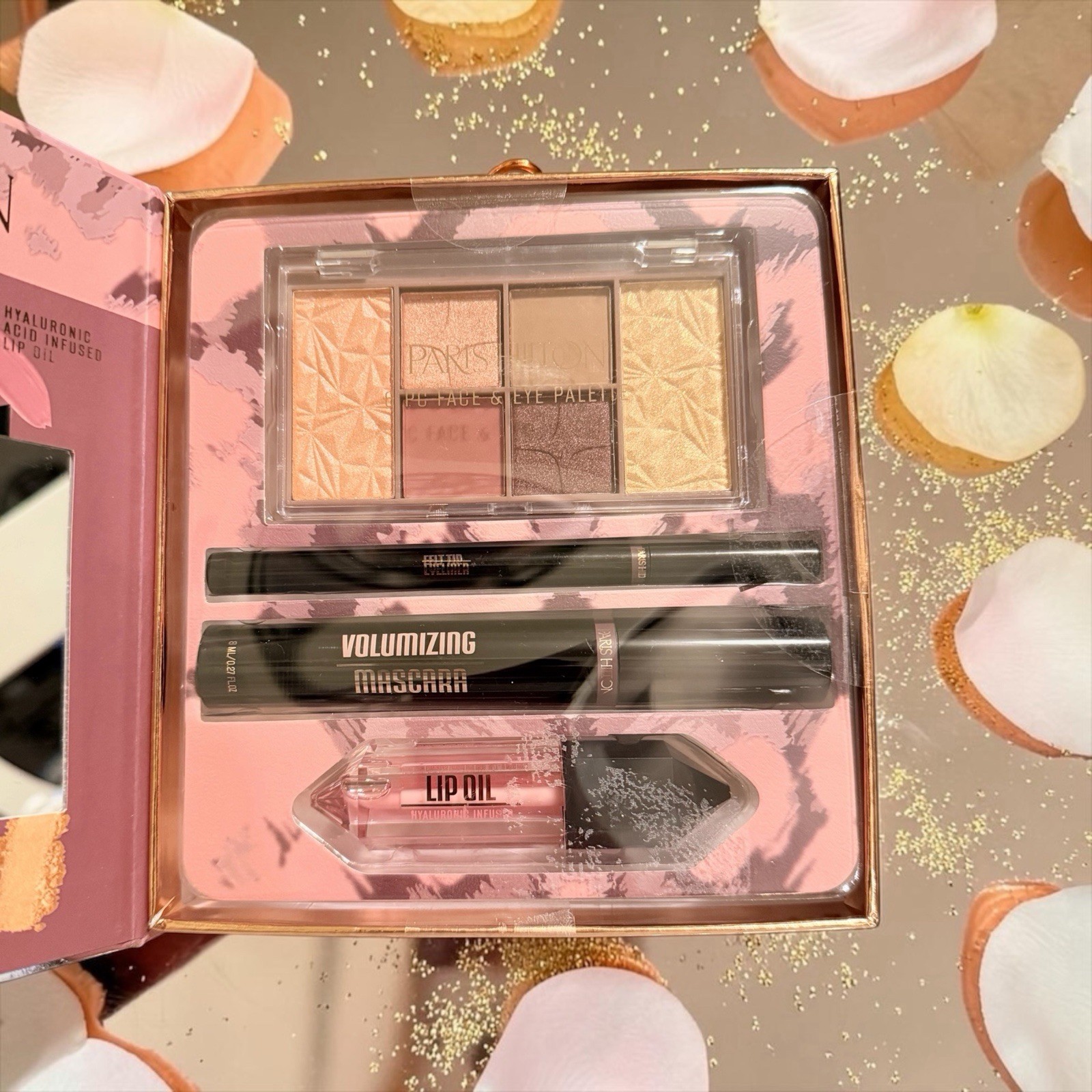Paris Hilton Glitz & Glam Makeup Set Eye Face Palette Mascara Lip Oil SPF 15 New