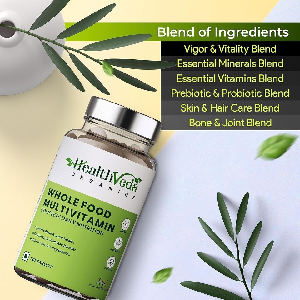 Health Veda Organics Whole Food Multivitamin For both Men & Women – 120 Tabs