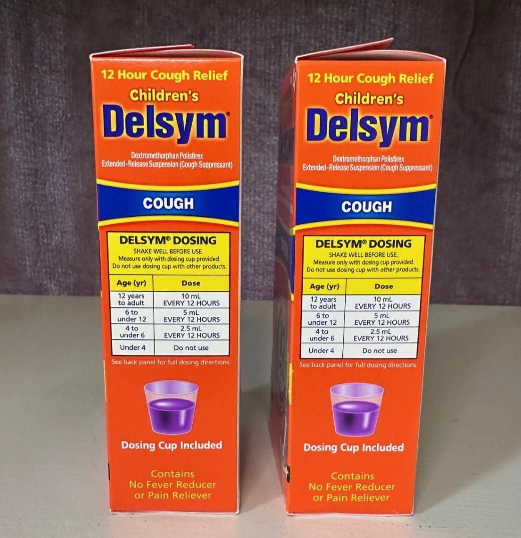 2 x 5 fl oz Delsym 12 Hour Cough Relief Bottles Grape Flavor: Exp. 2027