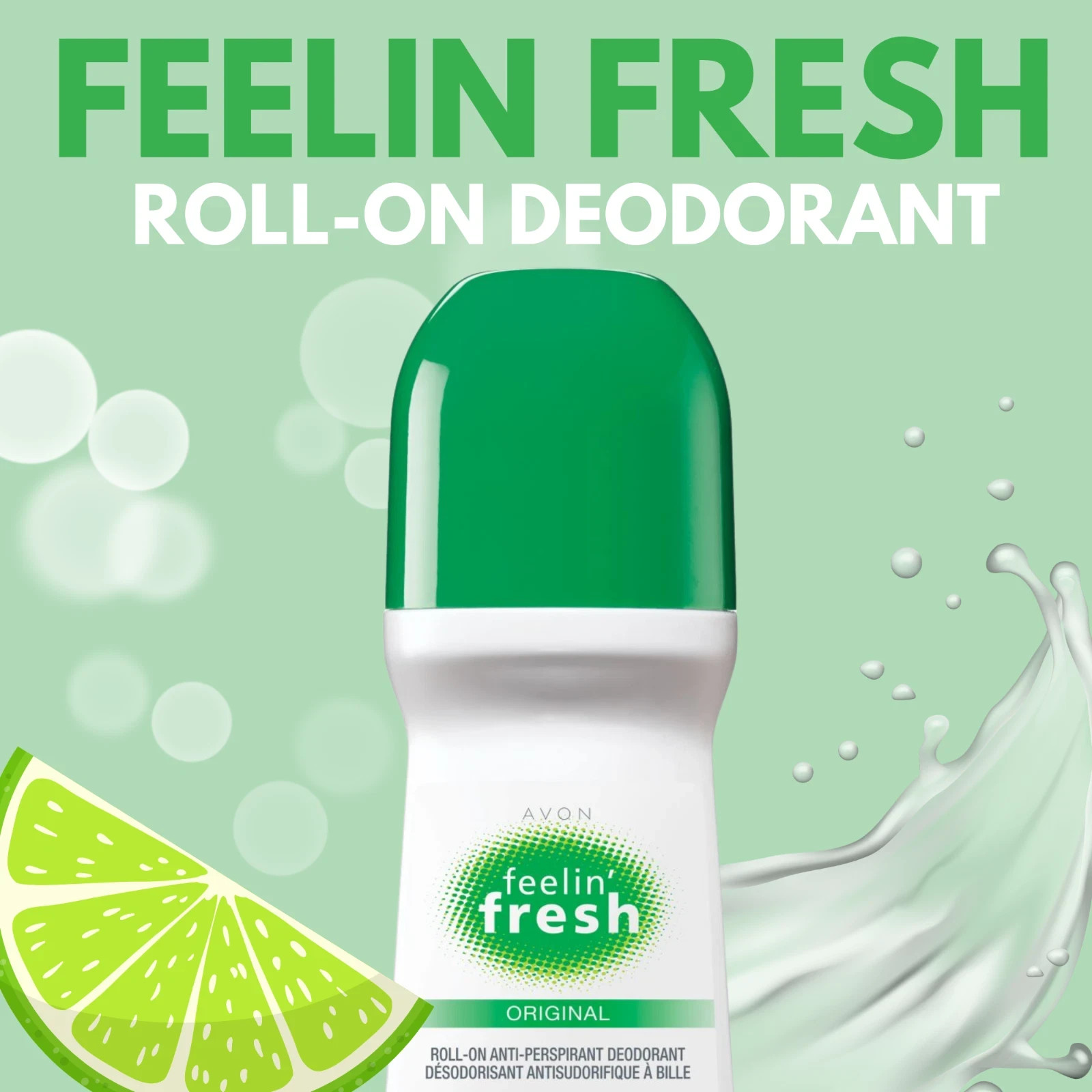 Avon Feeling Fresh Deodorant Antiperspirant Roll-On, 2.6 fl. oz (Pack of 6)