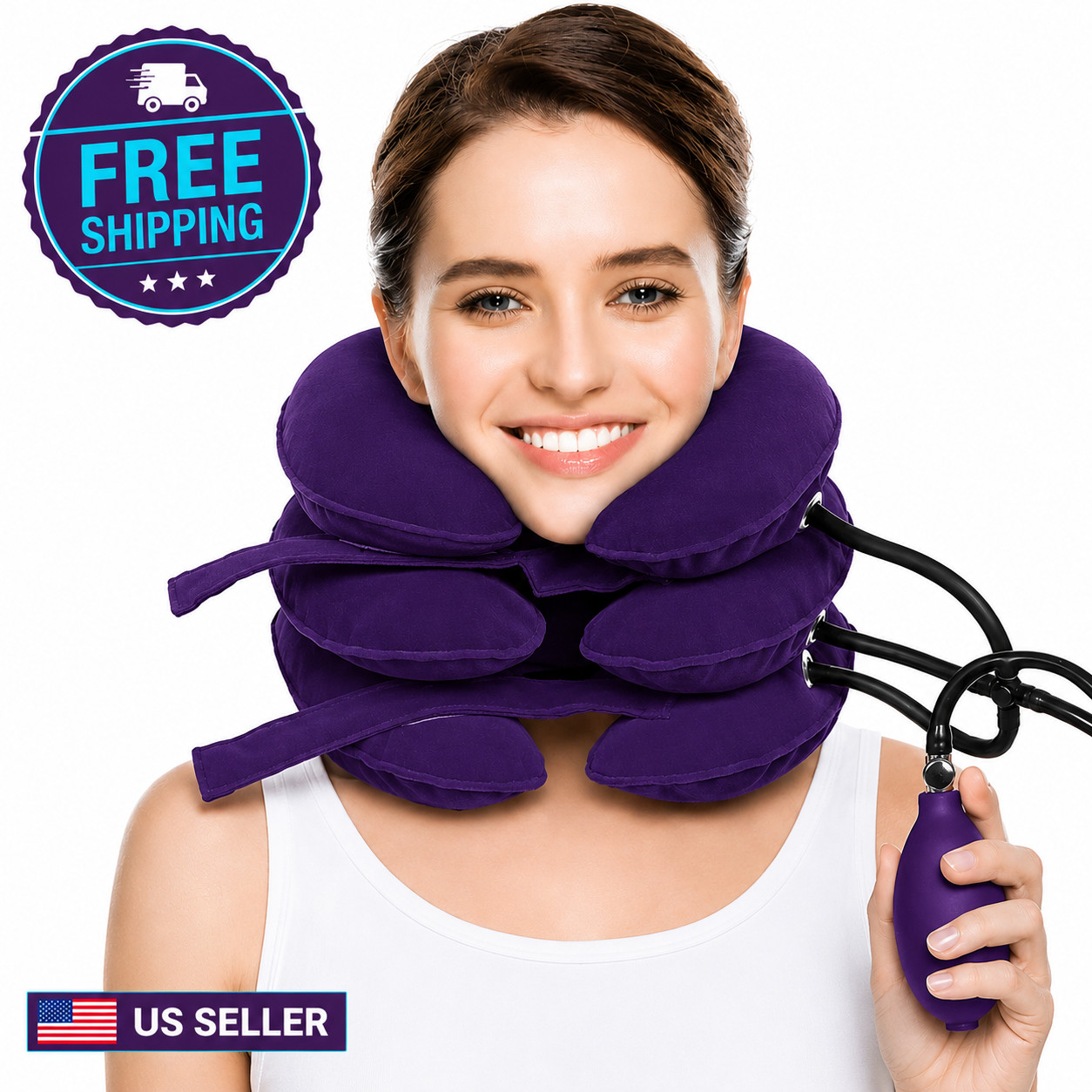 Inflatable Cervical Neck Traction Device Collar Brace Support Pain Relief