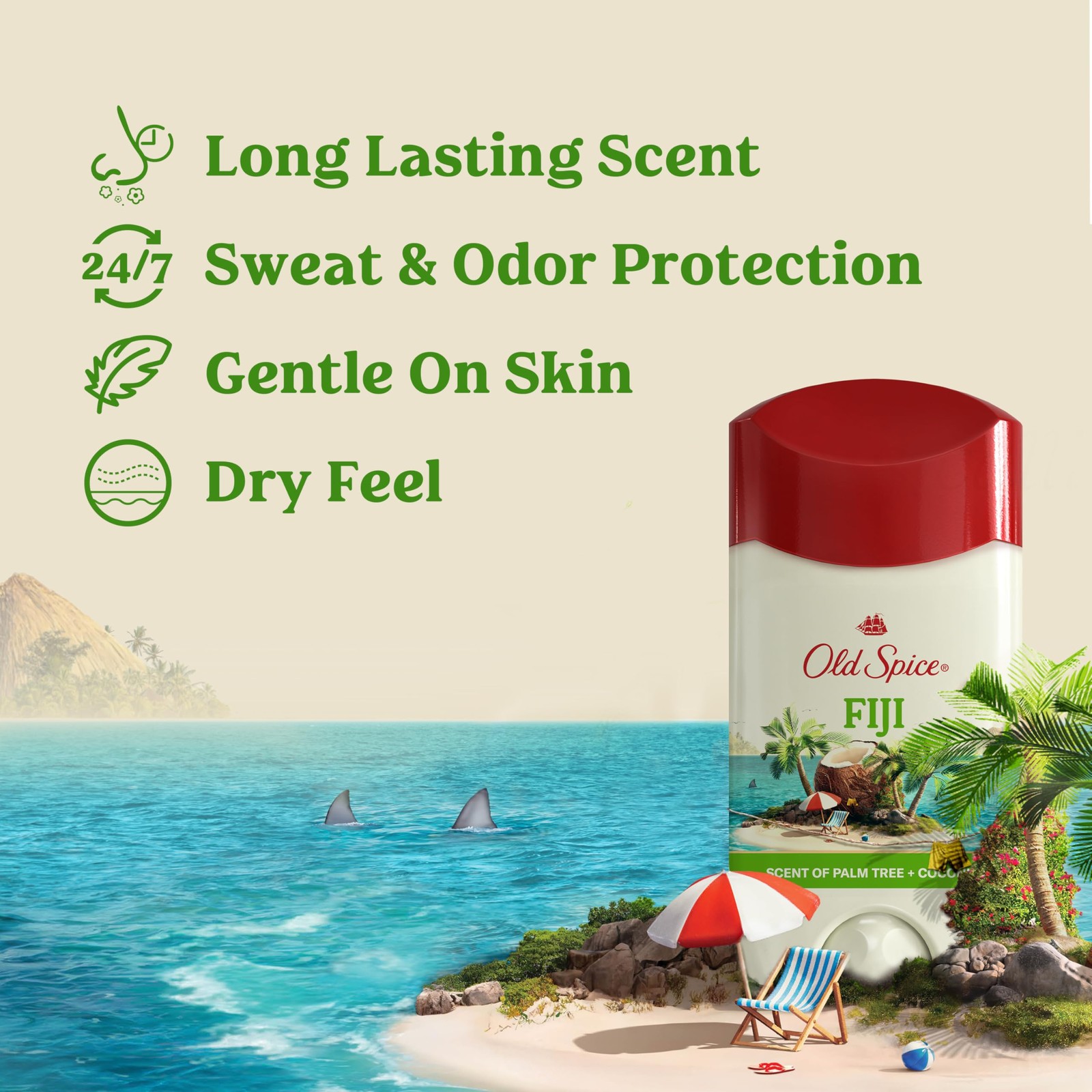 Old Spice Dry Feel Antiperspirant Deodorant for 2.6 Ounce (Pack of 2), RED