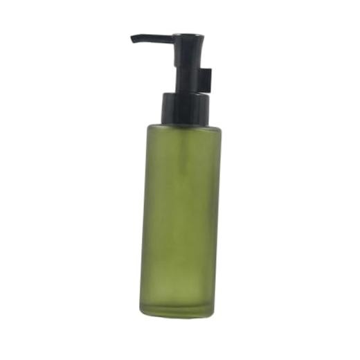 100Ml/3.4oz Green Empty Frosted Glass Lotion Pump Bottle with Black Pump