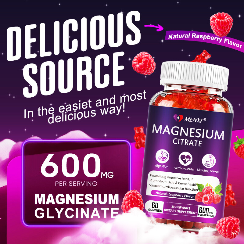 2 Pack MENXI Magnesium Citrate Gummies 600mg per Serving – 60 Vegan Gummies