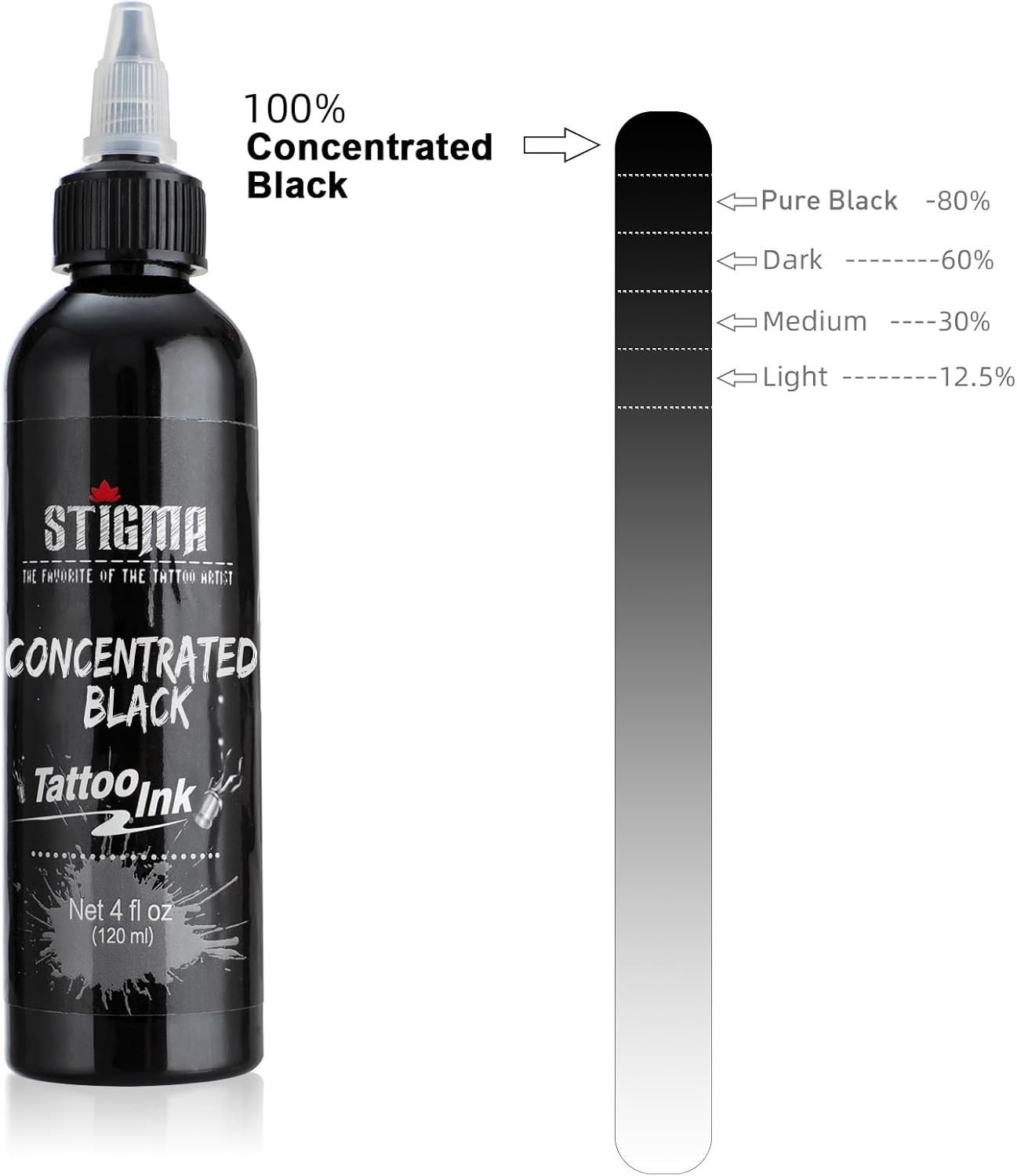 STIGMA Tattoo Ink Black 4 OZ 120ml Lining, USA 4.1 fl oz, Concentrated