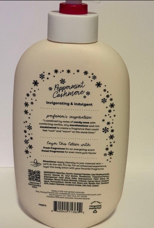 EOS New Shea Better 24H Moisture Body Lotion Peppermint Cashmere, 16.0 fl oz