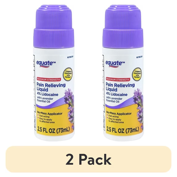 (2 pack) Equate Lidocaine Pain Relief Liquid Roll-On with Lavender Essential Oil