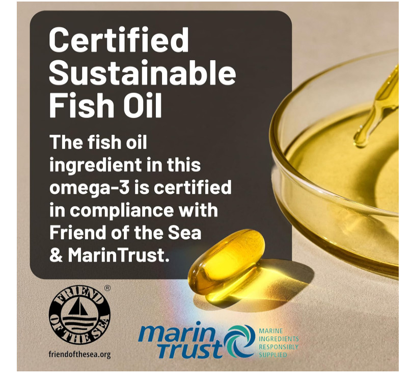 Triglyceride Omega 3 Fish Oil 2200mg 60 Softgels Lemon Flavor EPA DHA Non-GMO US