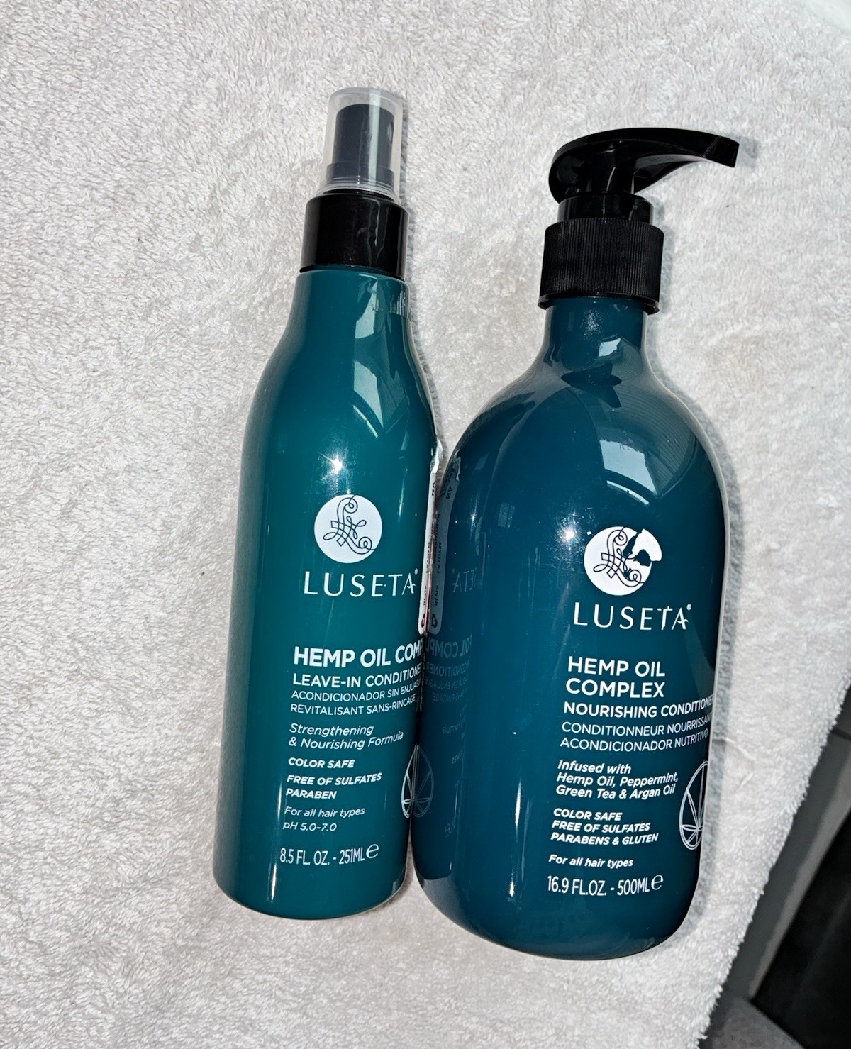 Luseta Hemp Oil Complex Conditioner 16.9 oz + Leave-In Spray 8.5 oz Set