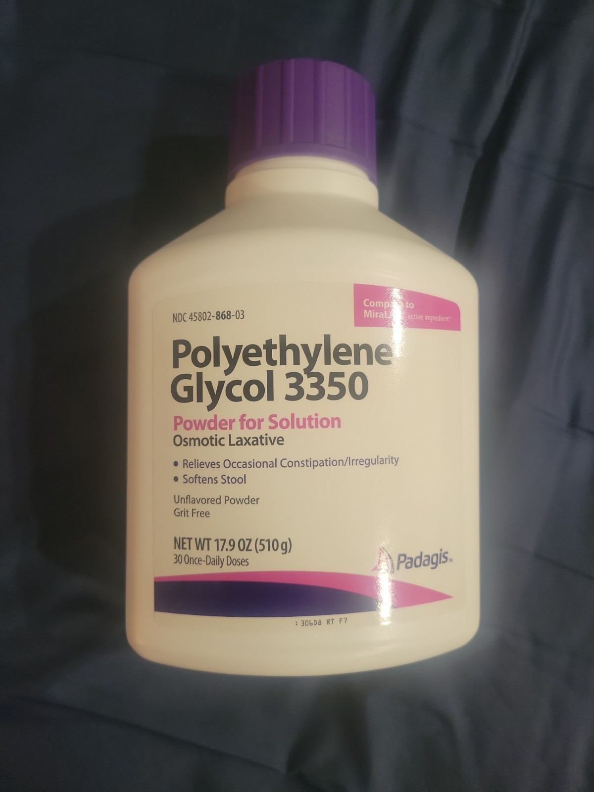 Padagis Polyethylene Glycol 3350 – Powder for Solution – 17.9 Oz – EXP 05/28