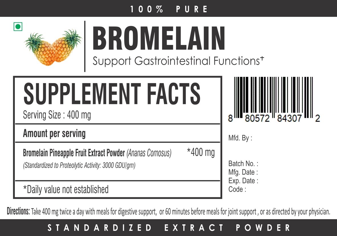 Bromelain Powder 3000 GDU/g Powerful DIGESTIVE ENZYME 500mg Inflammation Support