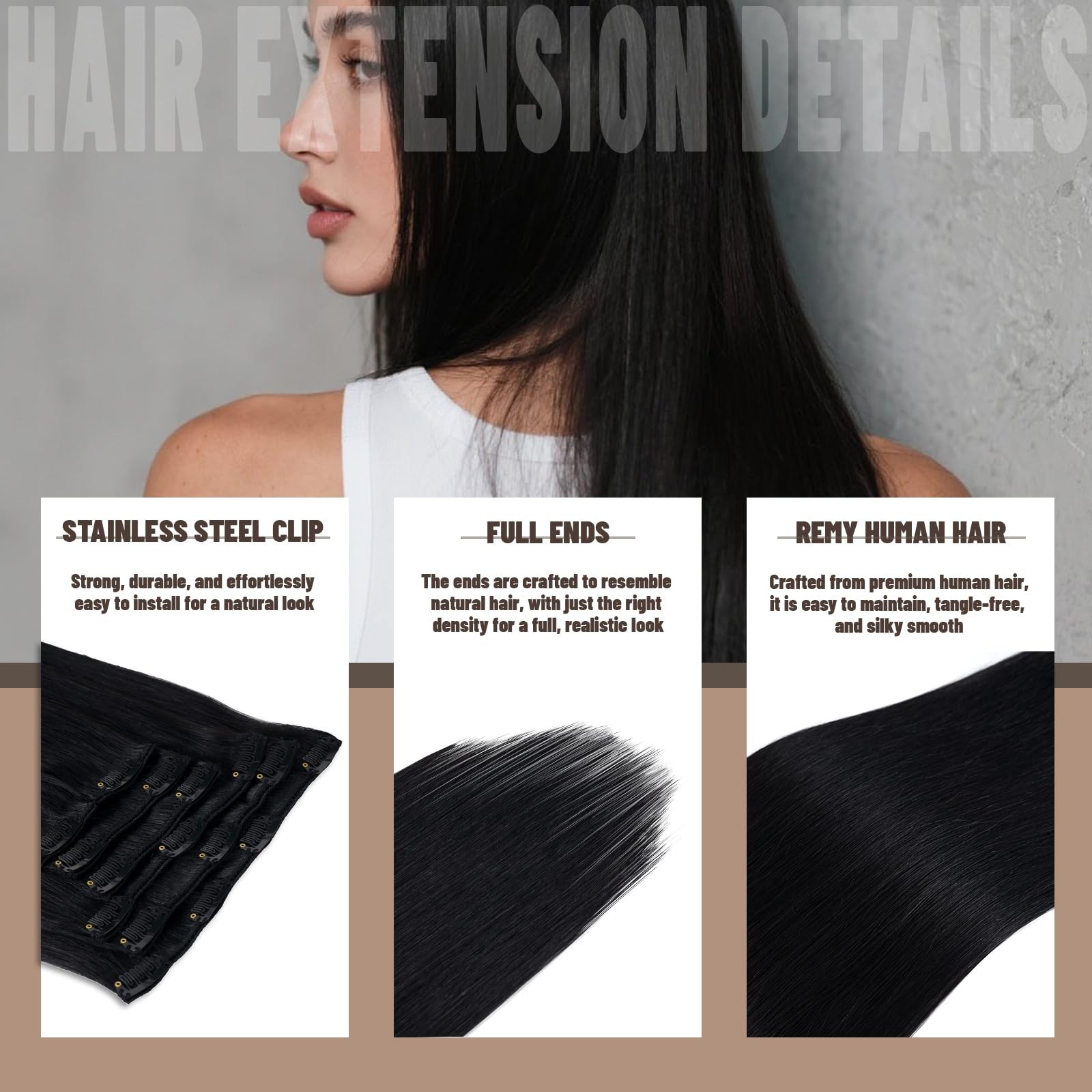 Luxetress Clip In Hair Extensions Real Human Hair 20 Inch 120G 7Pcs Remy