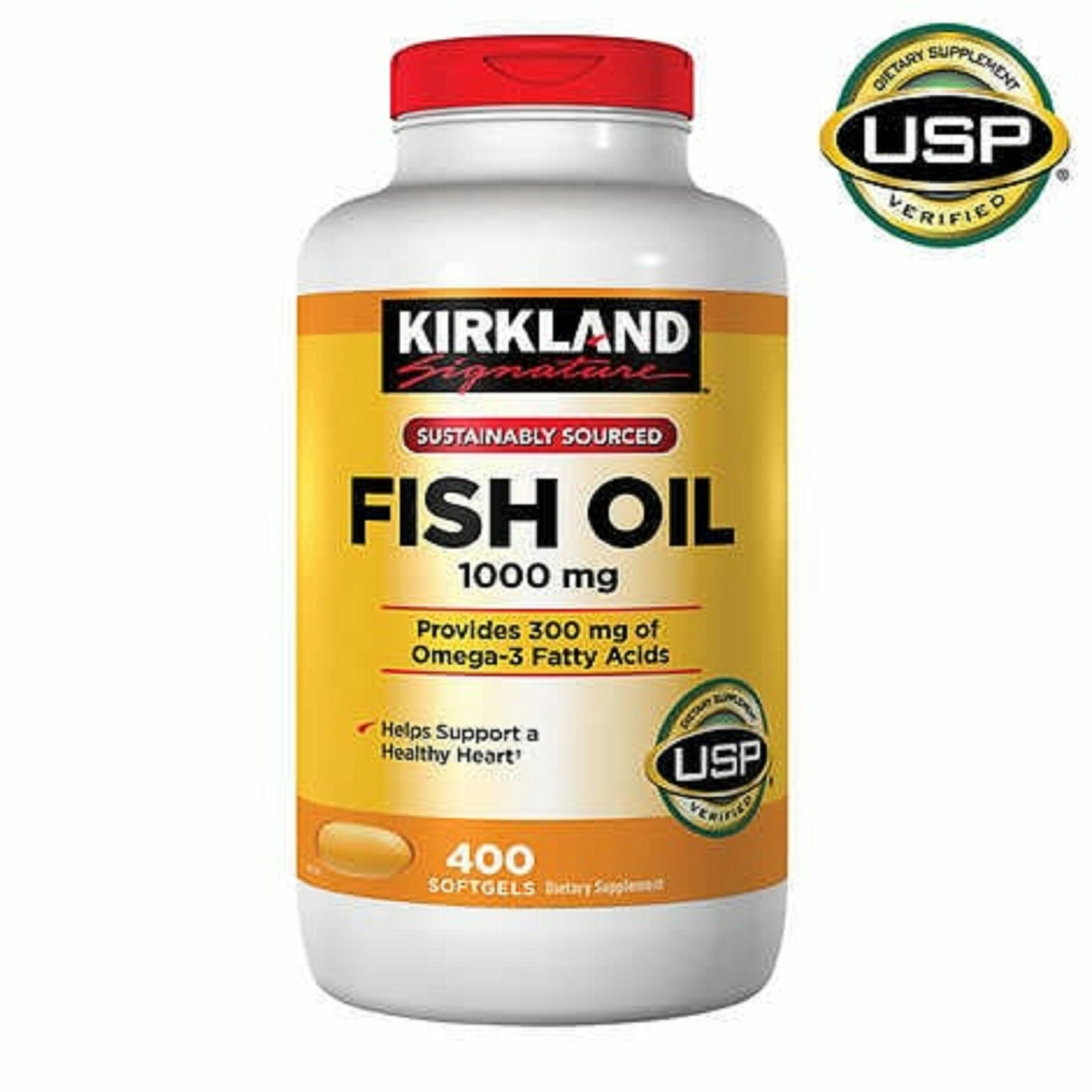 Kirkland Signature Fish Oil 1000 mg., 400 Softgel with 300mg Omega-3 Fatty Acids