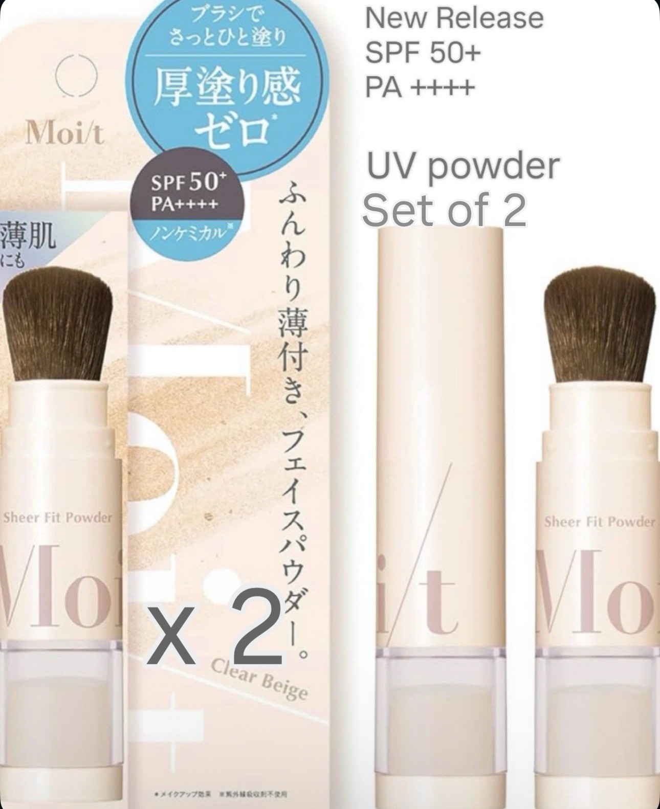 Moi/t Sheer Fit Powder Set of 2 SPF50+ PA++++ Clear Beige UV Japan