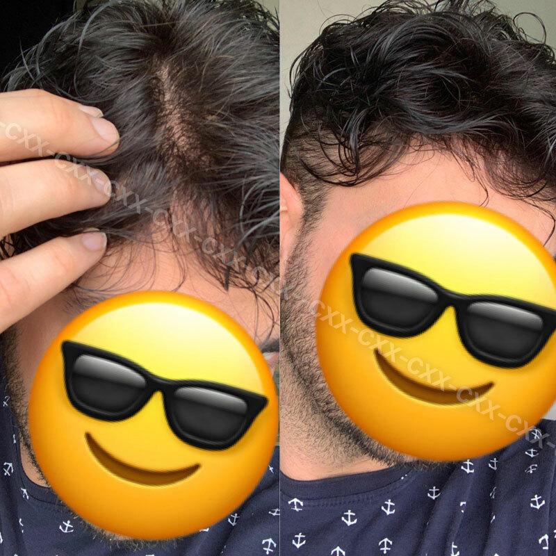 Mens Human Hair Replacement Ultra Thin Skin Toupee Hairpiece PU System Wig Bald