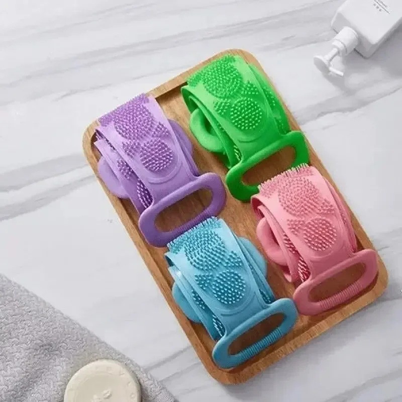 Silicone Body Back Scrubber Double Side Bathing Brush For Skin Deep Cleaning