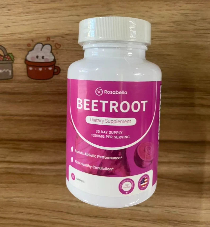 3PCS Rosabella Organic Beet Root 60 CapsulesNatural Energy Boost Blood Pressure