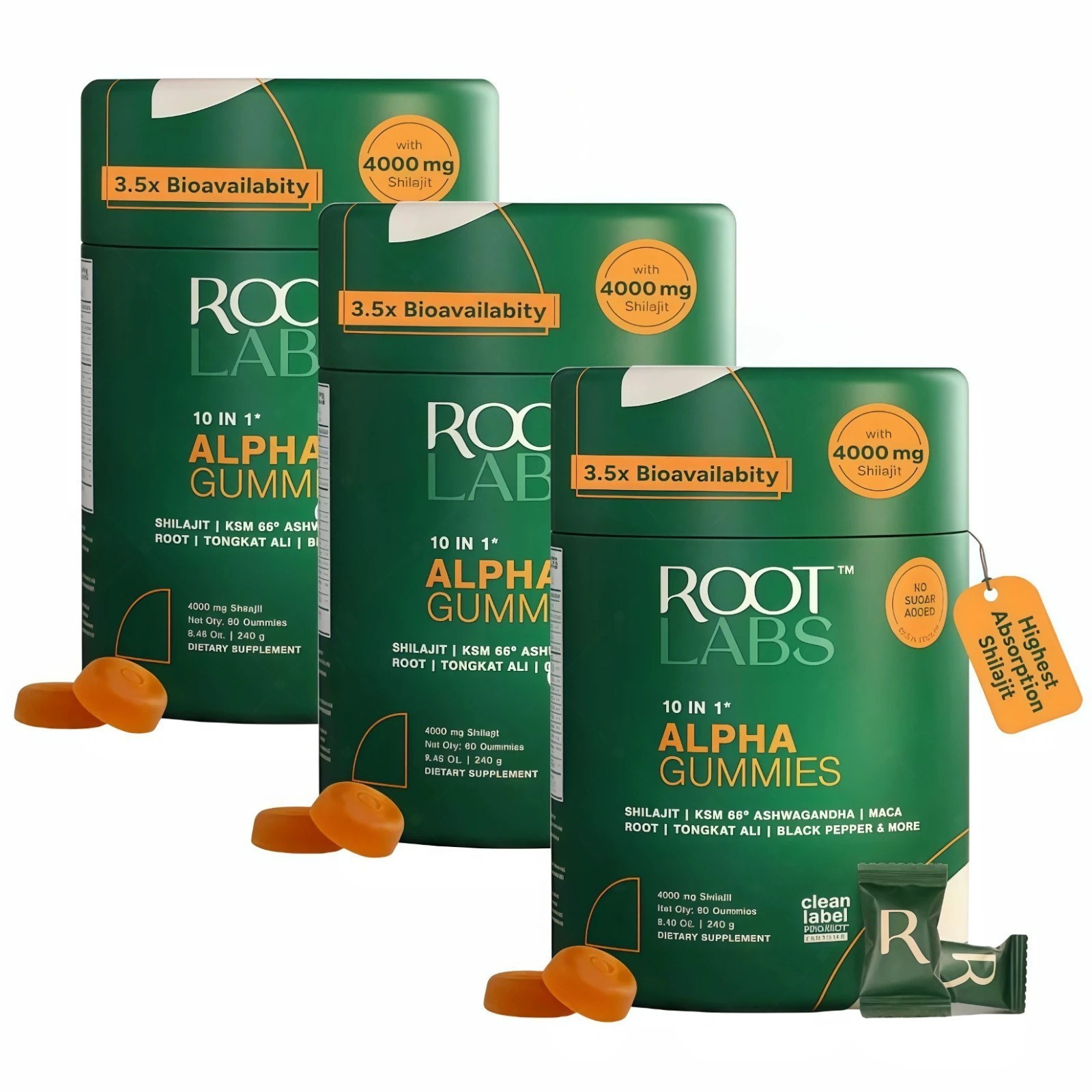 NEW 3Pack Alpha Shilajit Gummies 4000mg | 60 Count | Herbal & Supplement