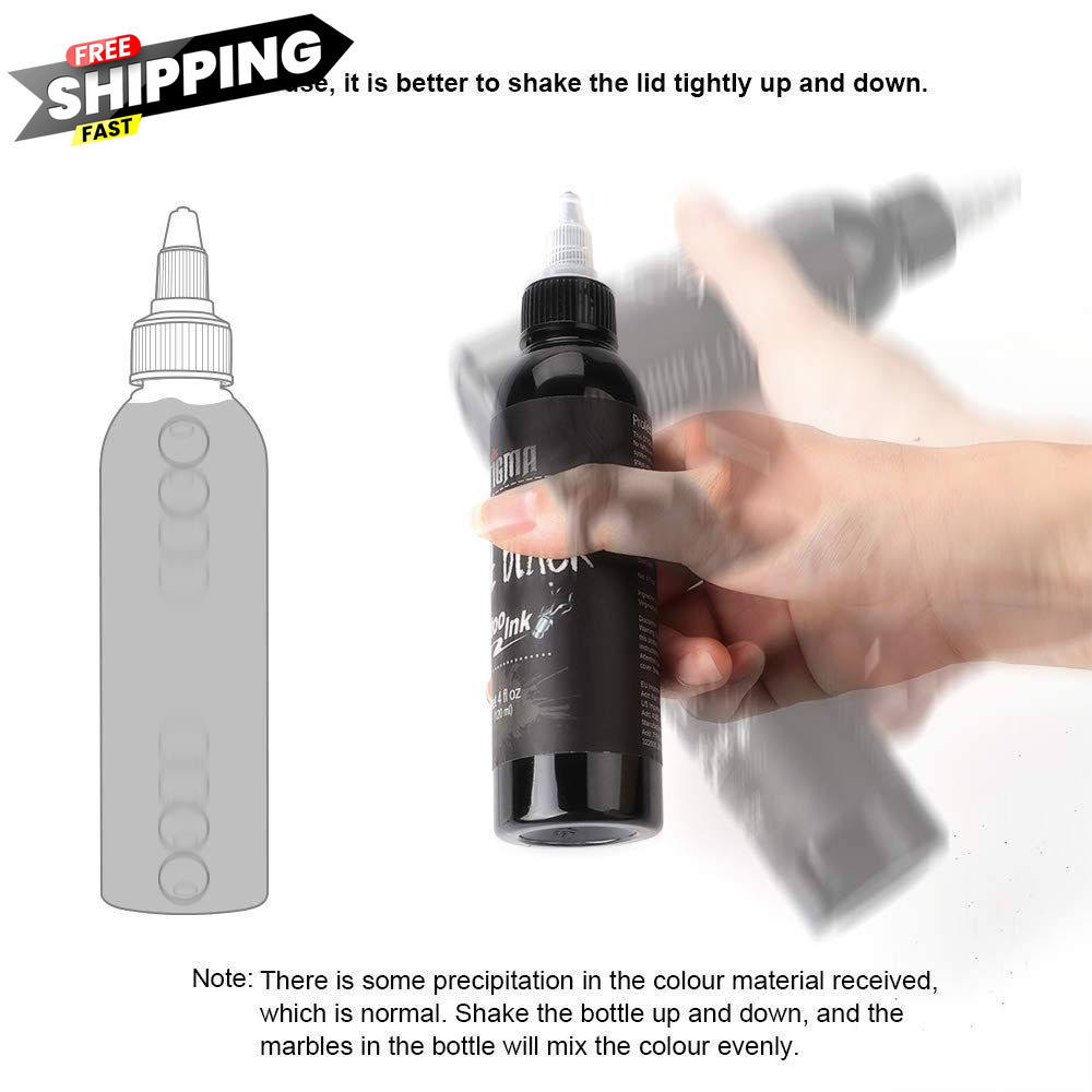 STIGMA Tattoo Ink 2 Stage Grey Wash Black 4oz (120ml) 4.1 fl oz, Dark