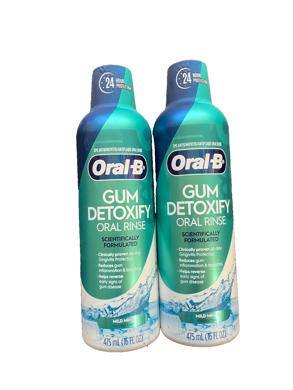 Oral-B Gum Detoxify Oral Rinse – Mild Mint – 2 Pack- 16 Fl Oz Each