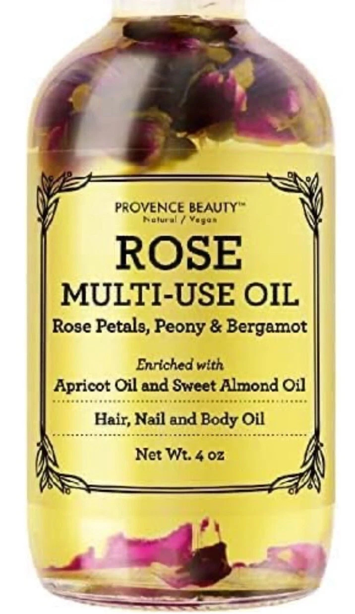 Provence Beauty Rose Multi-Use Face Body Hair Oil Rose Petals Peony Bergamot 4oz
