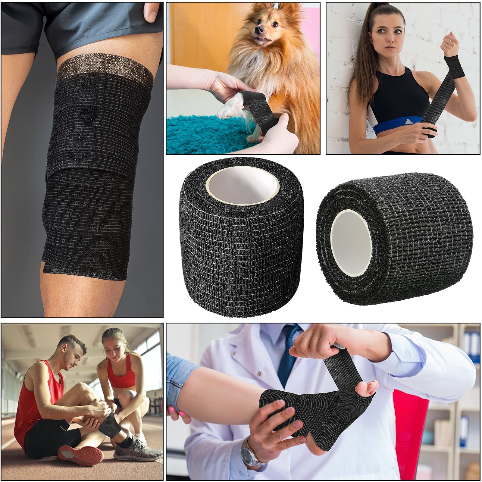 96 Pack Self Adhesive Bandage Wrap 2″ x 5 Yards – Cohesive Elastic Sports Tape,