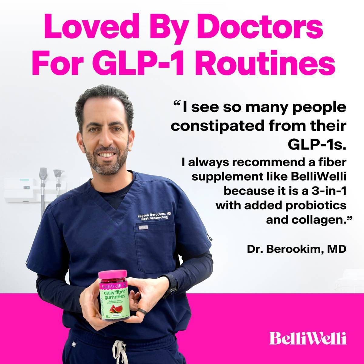 BelliWelli Daily Fiber Multivitamin Gummies – Watermelon – 64ct