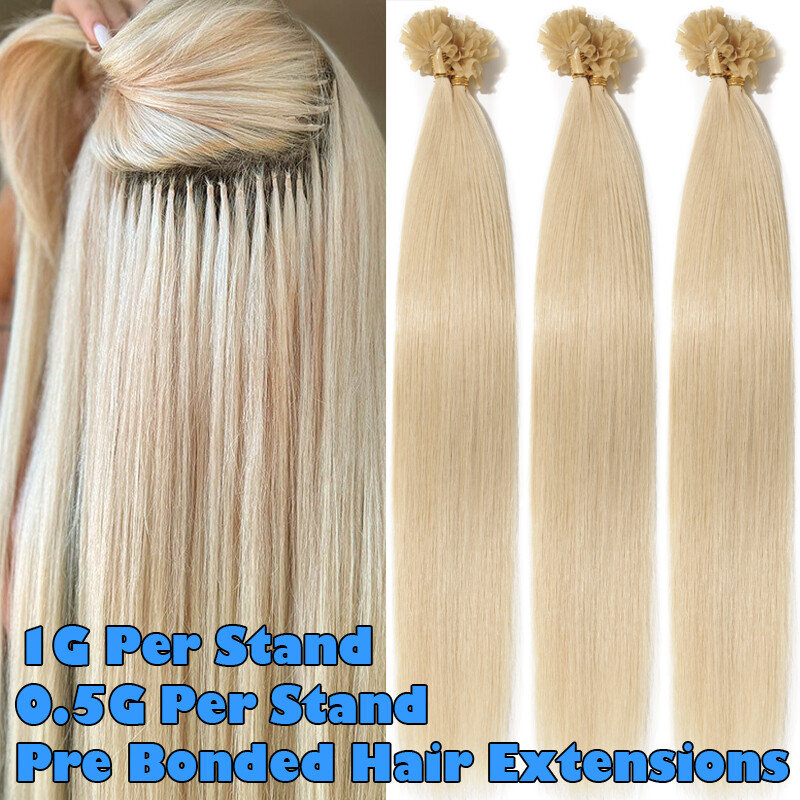1g Hair Extensions Pre Bonded U Tip Nail Hair Keratin 100% Real Remy Human Hair