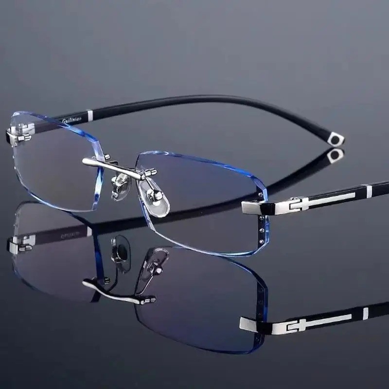 Progressive Multifocal Reading Glasses for Men Blue Light Blocking Titanium Arm
