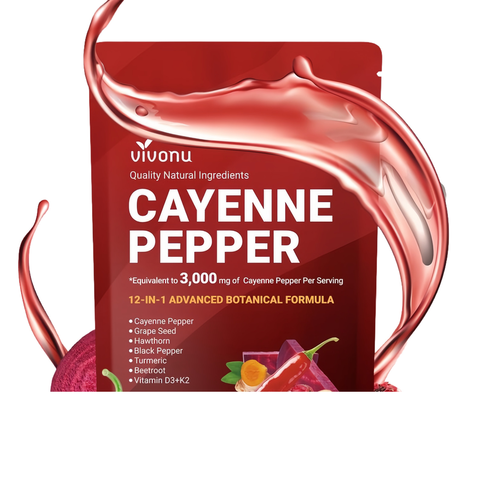 Cayenne Pepper + D3/K2 Softgels–240 Count,Supports Heart,Liver Detox&Metabbolism