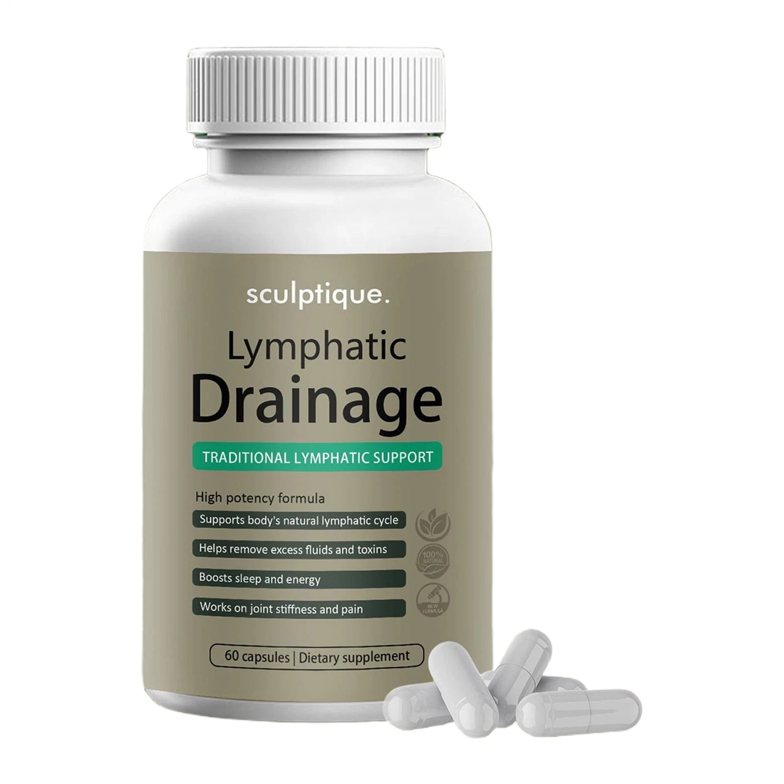 Sculptique Lymphatic Drainage Capsules, Lymphatic Drainage, 60 Capsules 3 PACK