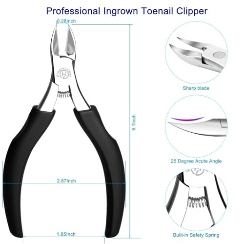 Ingrown Toenail Clippers Set, 6PCS Professional Toe Toenail Clippers Black-6pcs