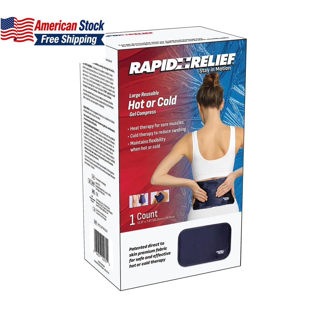 Rapid Relief Reusable Hot & Cold Ice Pack Large 8×12 FROM USA