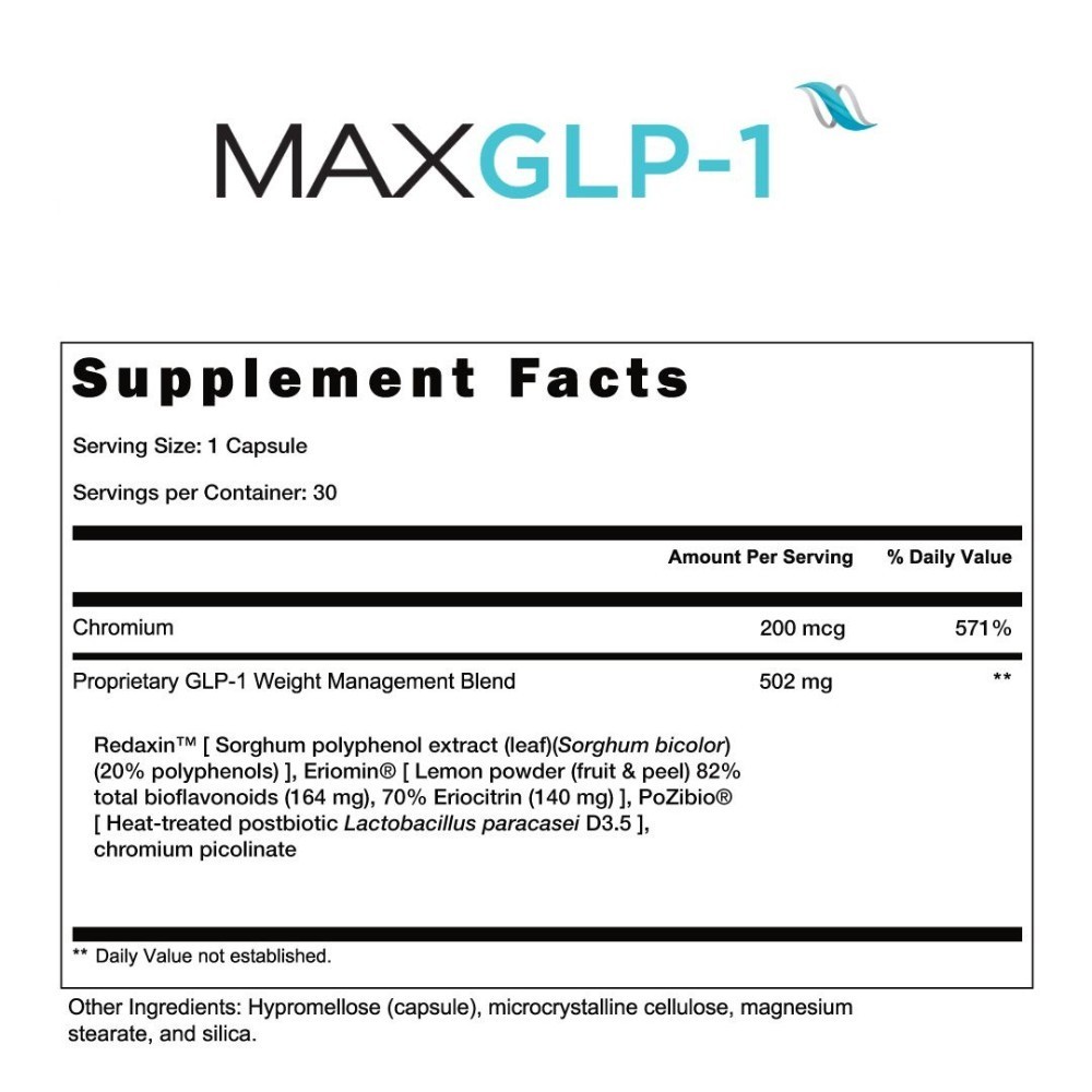 MaxGLP-1, Weight Management, 30 Capsules, 30-Day Supply, Exp. 02/2027