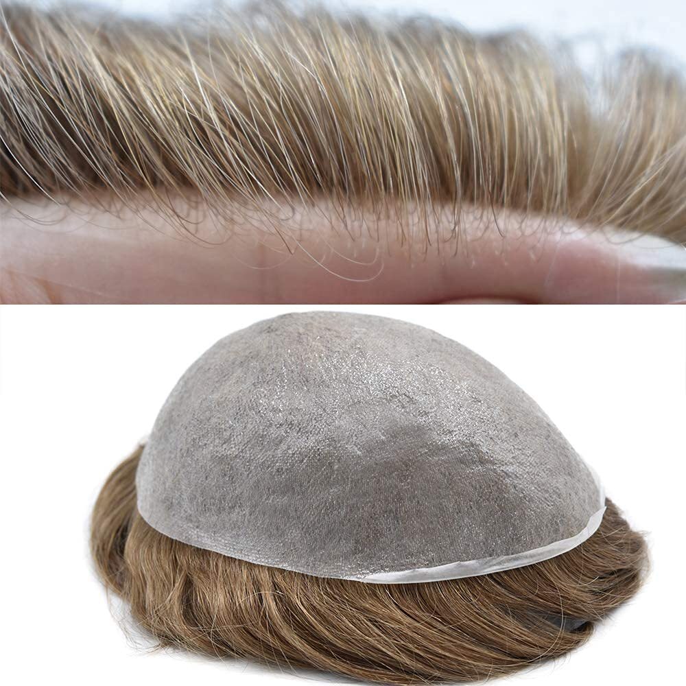 Ultra Thin Skin Mens Toupee Invisible Men Hair Replacement System Poly Hairpiec
