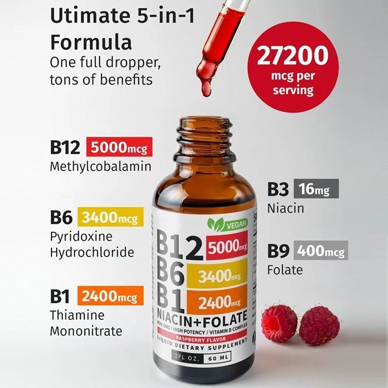 3/1x Vitamin B12 and B6 Liquid Drops, B12 Sublingual Vitamin B Complex Vitamin