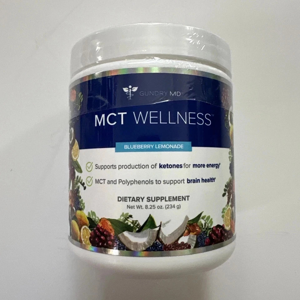 Gundry MD MCT Wellness Powder Blueberry Lemonade Flavor Diet Supplement 8.25 oz