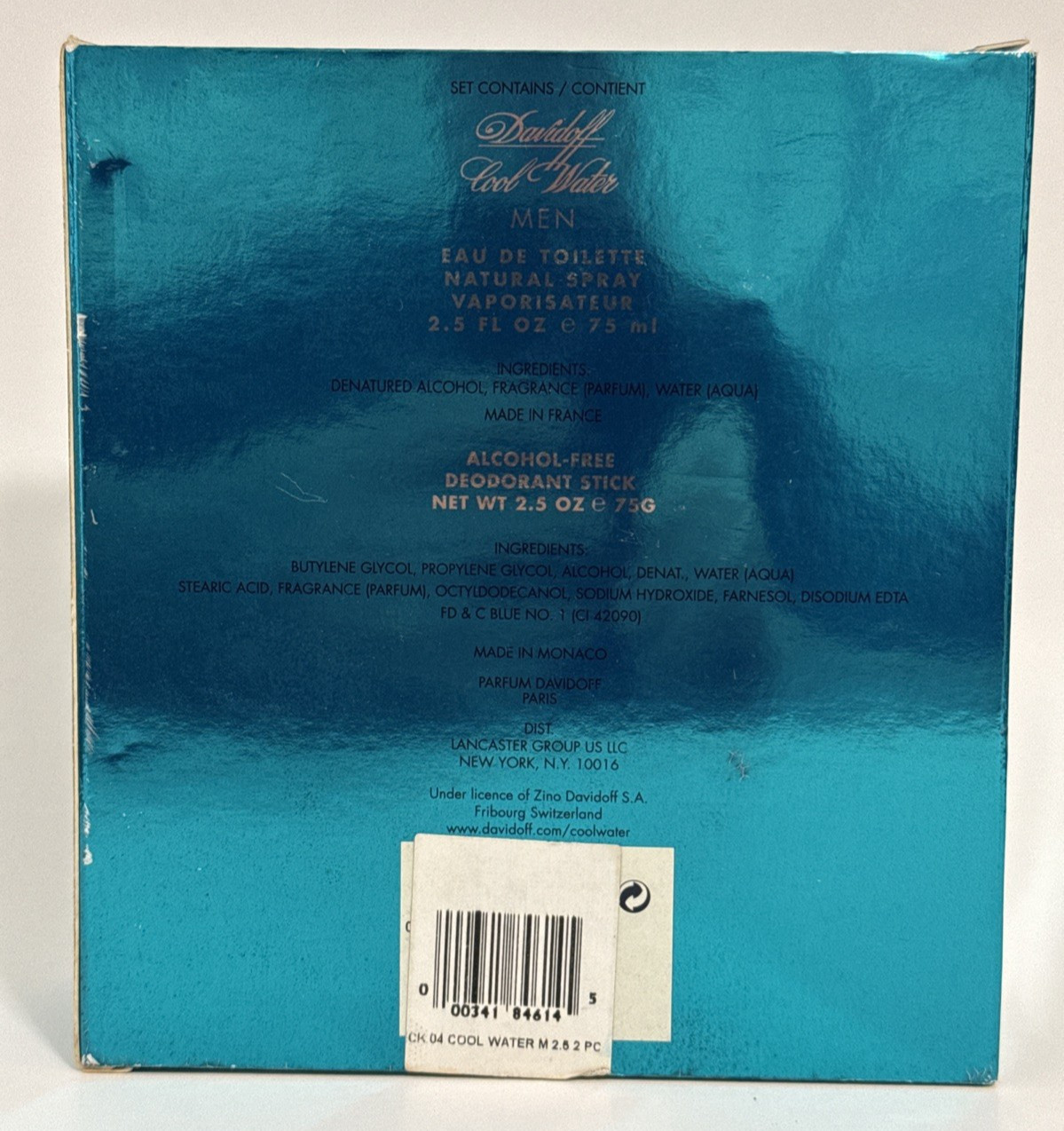 Vintage DAVIDOFF COOL WATER by Lancaster EDT Spray 2.5 oz Roll on Deodorant 2.5