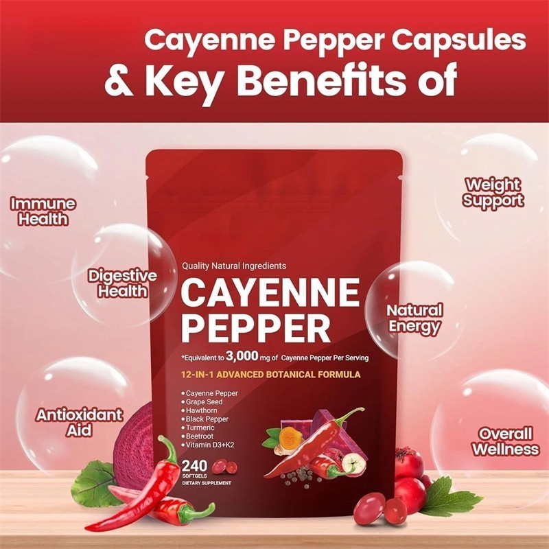 Cayenne Softgels Supplement, Supports Leg VeinHeart and Blood Vessel US Pepper