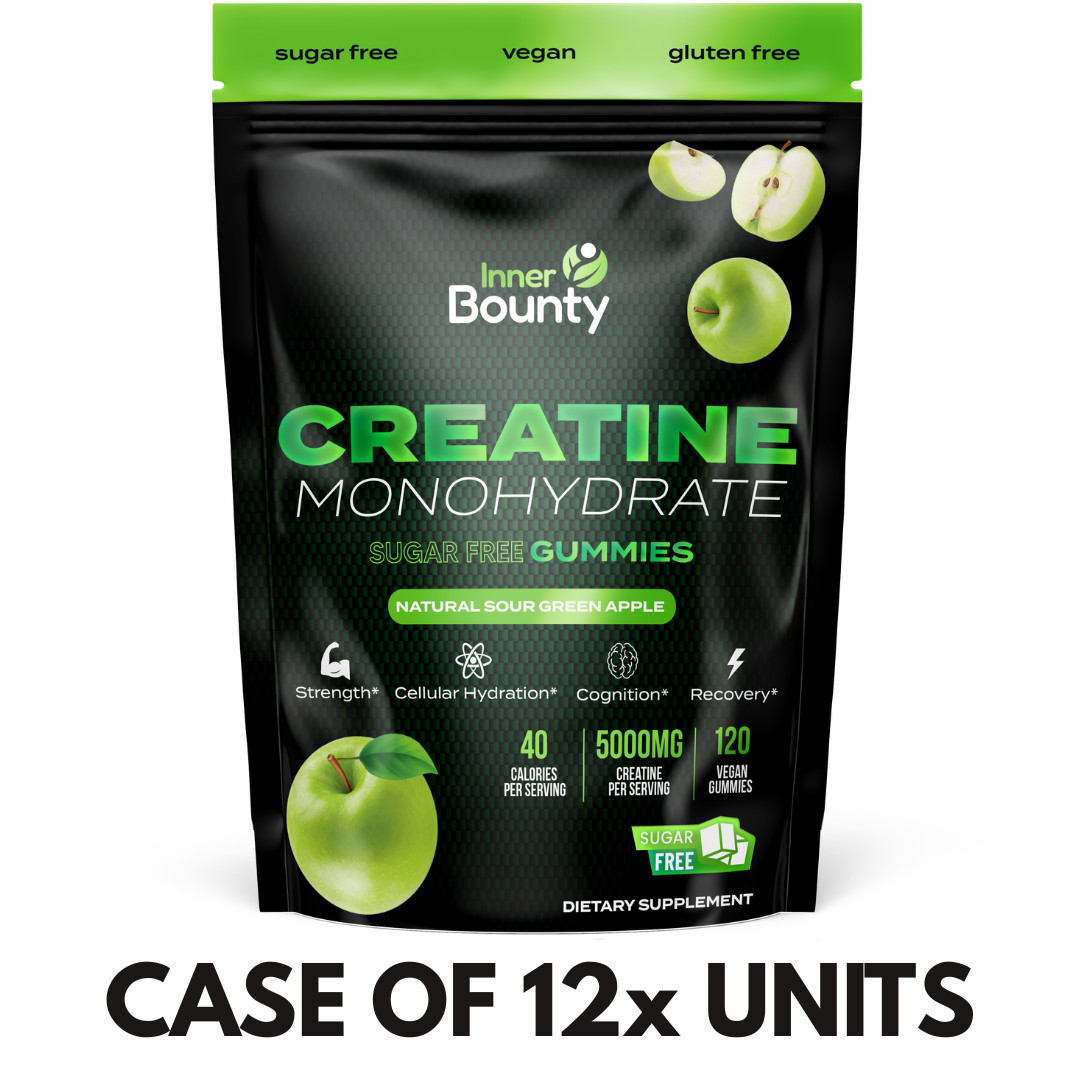 Case Of Inner Bounty Sugar Free Creatine Monohydrate Gummies 5g Green Apple
