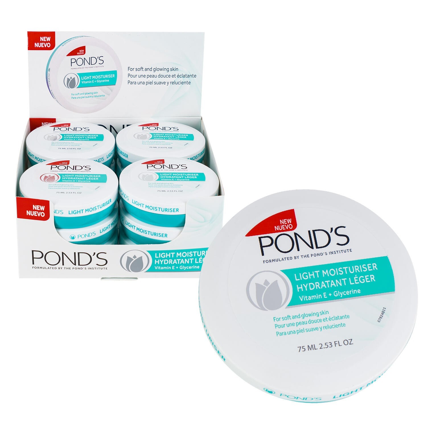 Ponds Light Moisturizer Vitamin E + Glycerine 2.53 oz/75 ml 6 Pack!