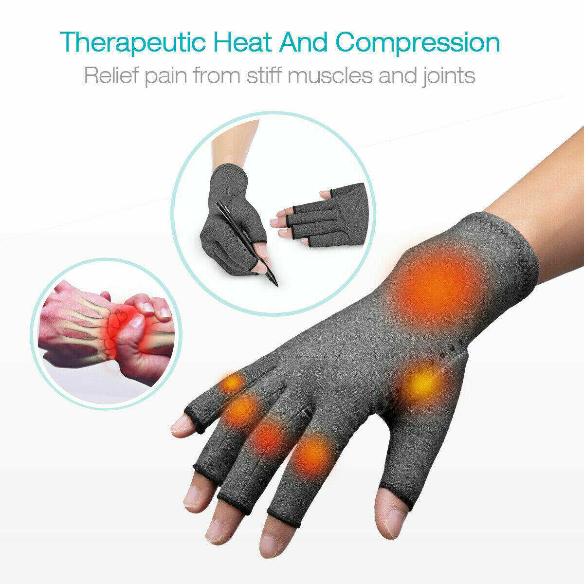 Copper Compression Gloves Medical Arthritis Pain Relief Hand Support Brace USA