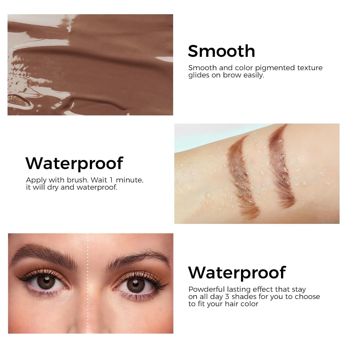 SACE LADY 3D Eyebrow Gel Waterproof 24H Brow Cream Light Brown
