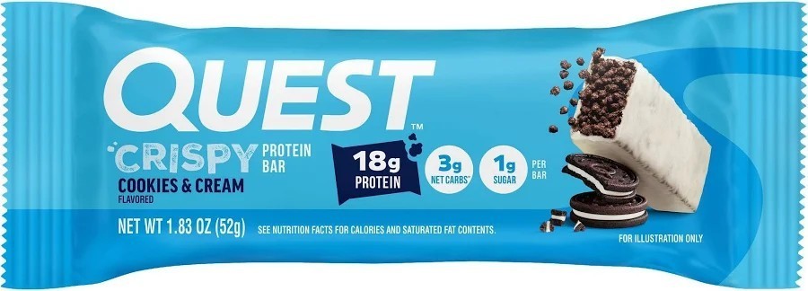 Quest Crispy Protein Bar Cookies & Cream Flavor 1.83oz 4 Bar in a Box