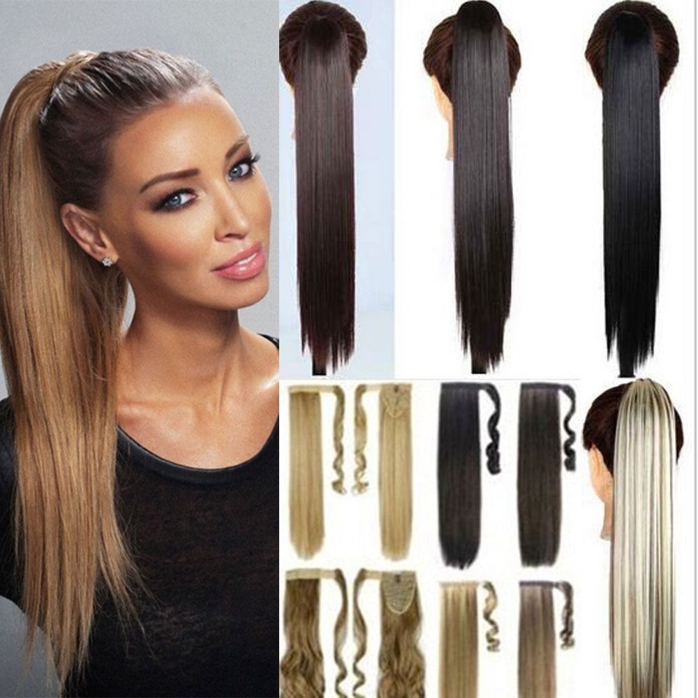 US Real Thick Hair Wrap Around Ponytail 1Pc Clip In Pony Tail as human Extension