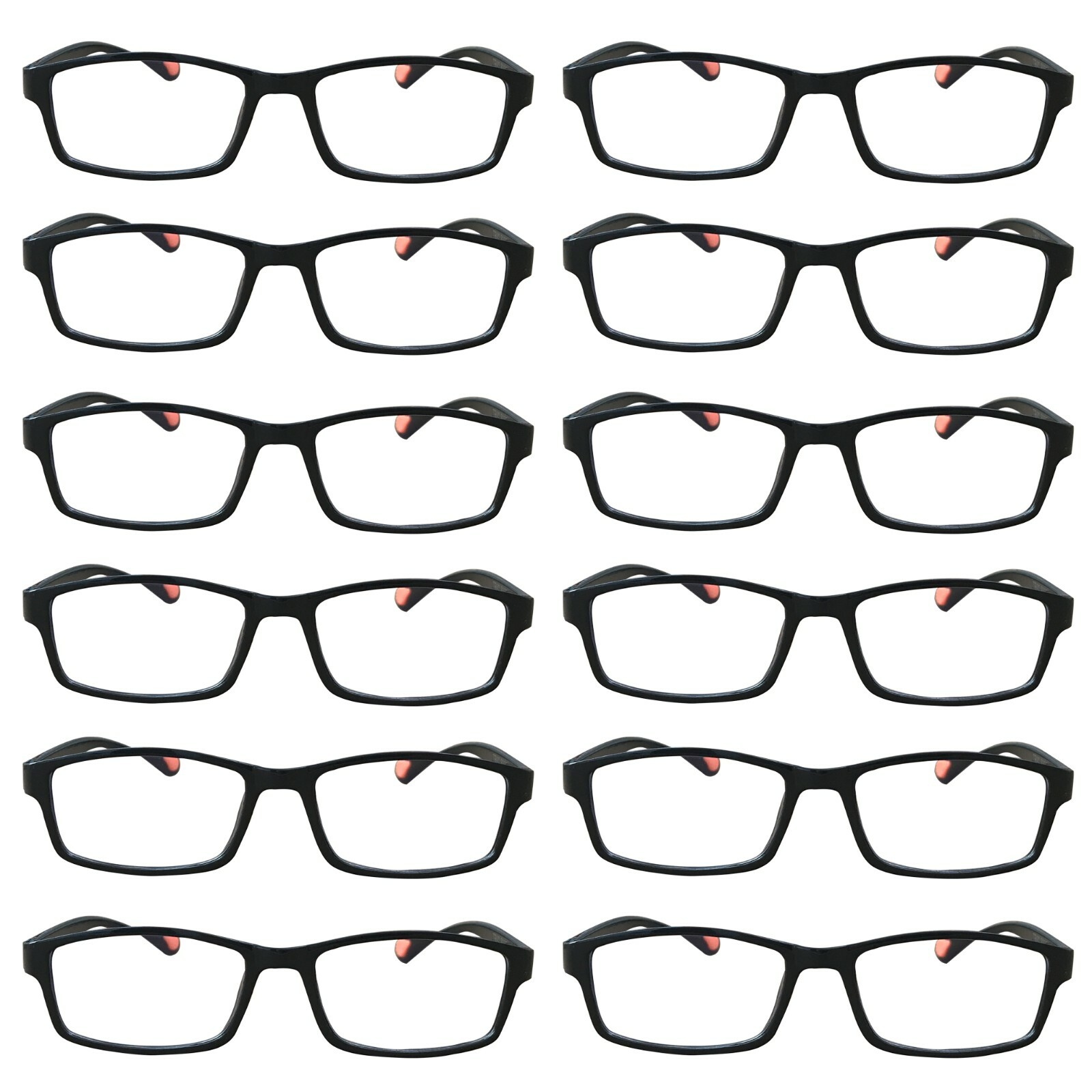 12 Packs Unisex Rectangle Reading Glasses Light Weight Readers for Men Women
