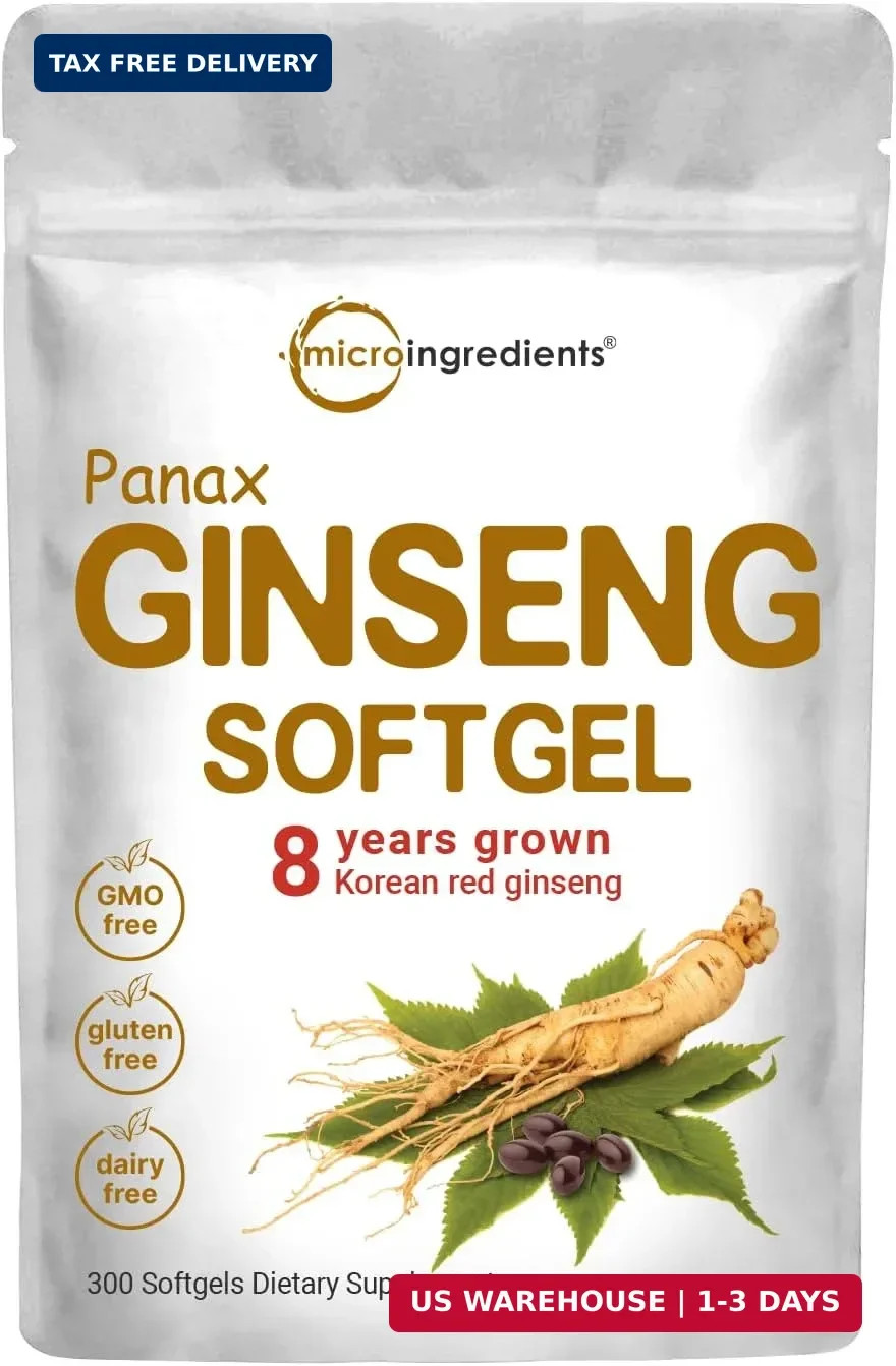 Micro Ingredients Red Panax Ginseng Supplement 300 Softgels | High Potency Korea